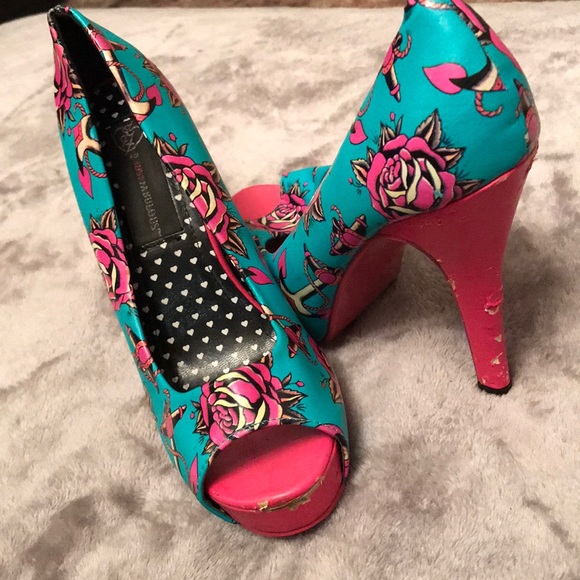 Pink and teal heels - Picture 2 of 6